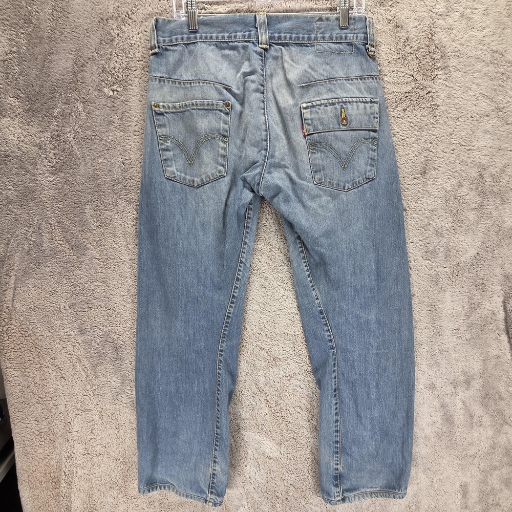 VTG Levis Engineered Jeans Mens Blue Twisted Flap Pocket Button Fly Fits 32x28